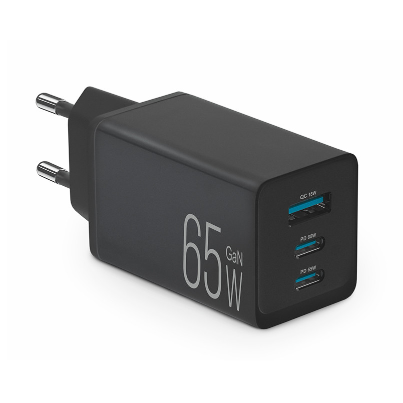 Мережевий зарядний пристрій Brevia ePowerGaN PD65W 2xUSB-C+USB-A чорний Львів - фото 1