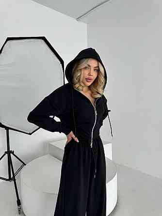 Жіночий прогулянковий костюм-двійка: кофта та штани турецька двонитка Чорний, 46/48 Одеса