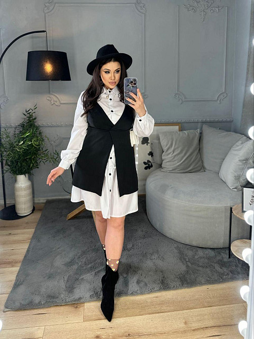 Женское базовое платье-рубашка + сарафан коттон + дайвинг 46/48 Одесса - изображение 4