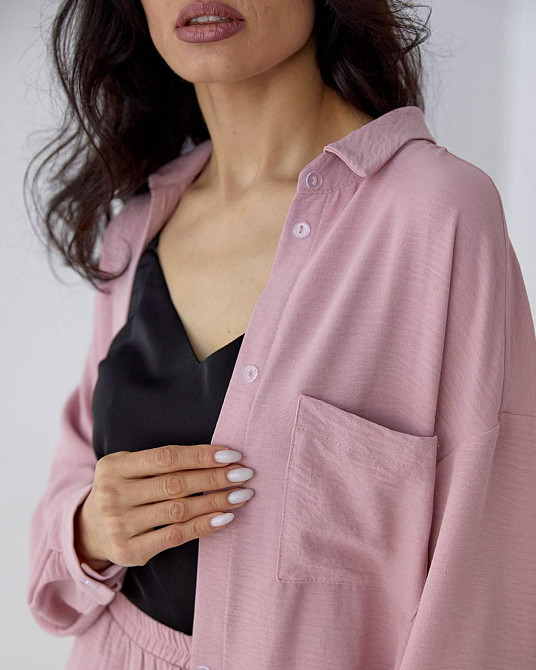 Костюм-трійка жіночий літній креп-жатка Рожевий XS-S Харків - фото 4