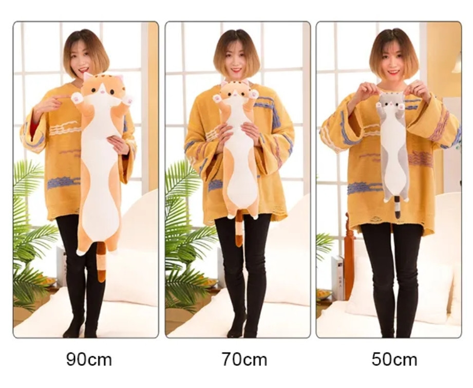 Кіт-батон 50 см Рудий, Іграшка подушка довгий кіт Київ - фото 8