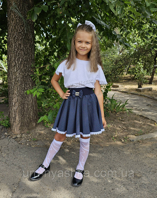 Комплект шкільної форми блузка короткий рукав і спідничка в горошок 122-134 Кривий Ріг - фото 4