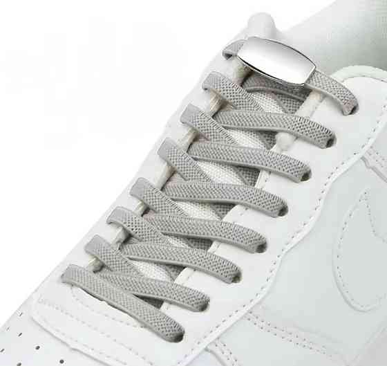 Шнурки еластичні без зав'язок з цільною застібкою Сірий Сміла