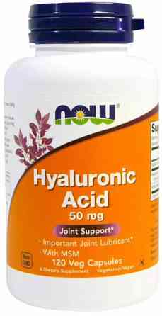 Гіалуронова кислота + МСМ Now Foods Hyaluronic Acid With MSM 50 мг 120 вег капсул Київ