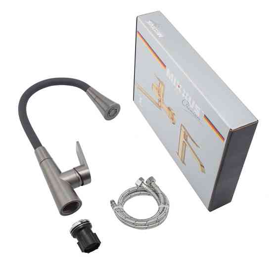 Кухонный смеситель Mixxus Premium Matis 011-T NUT Graphite с черным силиконовым изливом (MI8268) Харьков