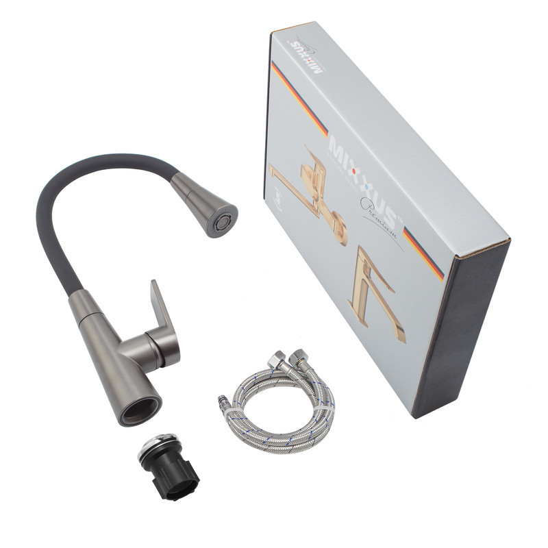 Кухонный смеситель Mixxus Premium Matis 011-T NUT Graphite с черным силиконовым изливом (MI8268) Харьков - изображение 4