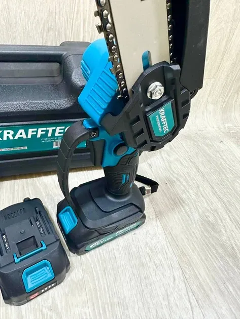 Акумуляторна ланцюгова пилка з індикатором масла Chain Saw 6'' KRAFFTEC 1 акумулятор 36V, крок ланцюга 3/8" Одеса - фото 2