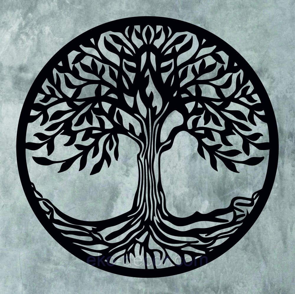 Декоративное настенное 3D Панно «Дерево в кругу» Декор на стену с объемом 70*70 см, Черный Киев - изображение 8