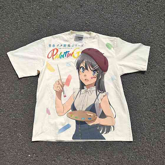 Футболка для мальчика с принтом аниме Аниме Маи Сакураджима Буннй оверсайз (рост от 165 до 180 ) Черний Днепр