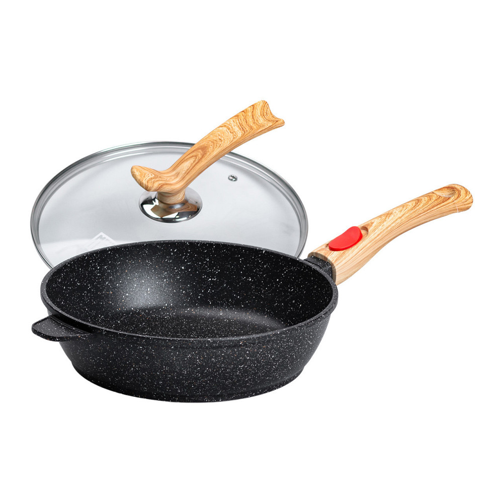 Глибока алюмінієва сковорода з кришкою Ø 26 см, чорна Київ - фото 3