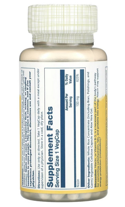 Ніацин, Niacin, Solaray, 100 мг 100 капсул Київ - фото 3