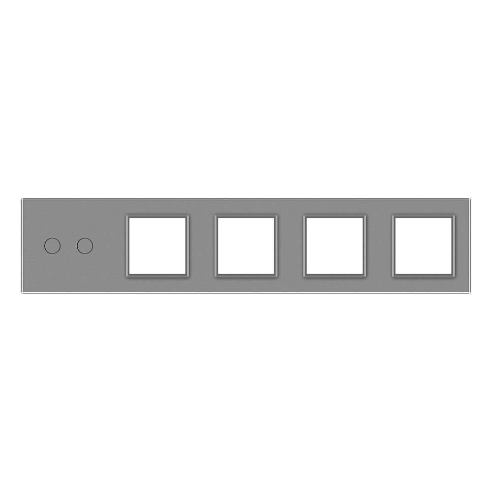 Рамка 5-постова для одного 2-сенсорного вимикача і чотирьох розеток (2-0-0-0-0) LIVOLO, загартоване скло, сіра, 365×80 мм (VL-P702/E/E/E/E-10I) Коломия - фото 8