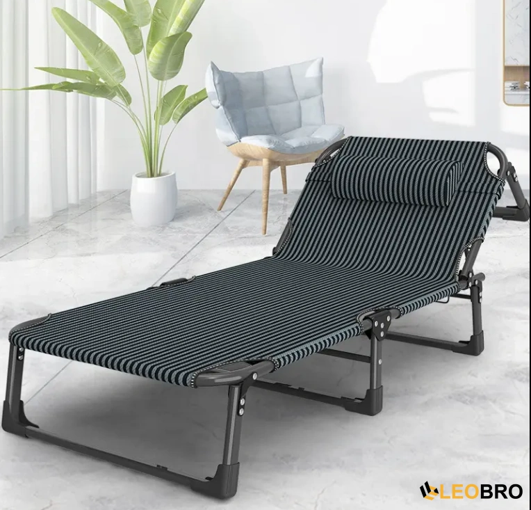 Раскладная кровать‑раскладушка с металлическим каркасом и матрасом LEOBRO FB-S02-PM в тёмную полоску Киев - изображение 5