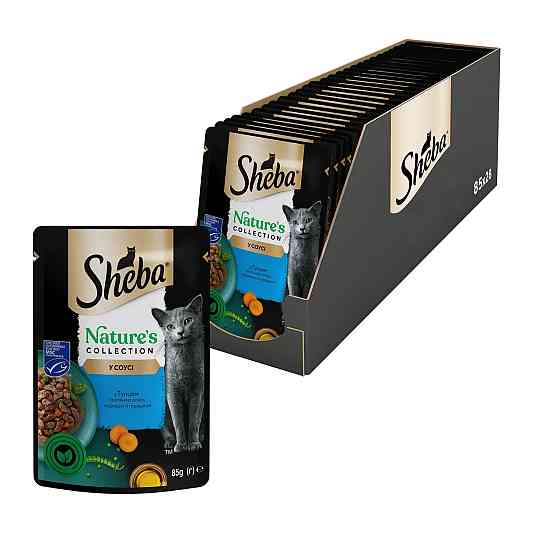 Влажный корм Sheba (Шеба) Nature's Collection (беззерновой) для взрослых кошек с тунцом, овощами и льняным маслом, 85г (блок 28шт) Винница