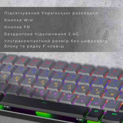Клавиатура GamePro MK122R Red Swich Low Profile Wireless Dark Gray (MK122R) Винница