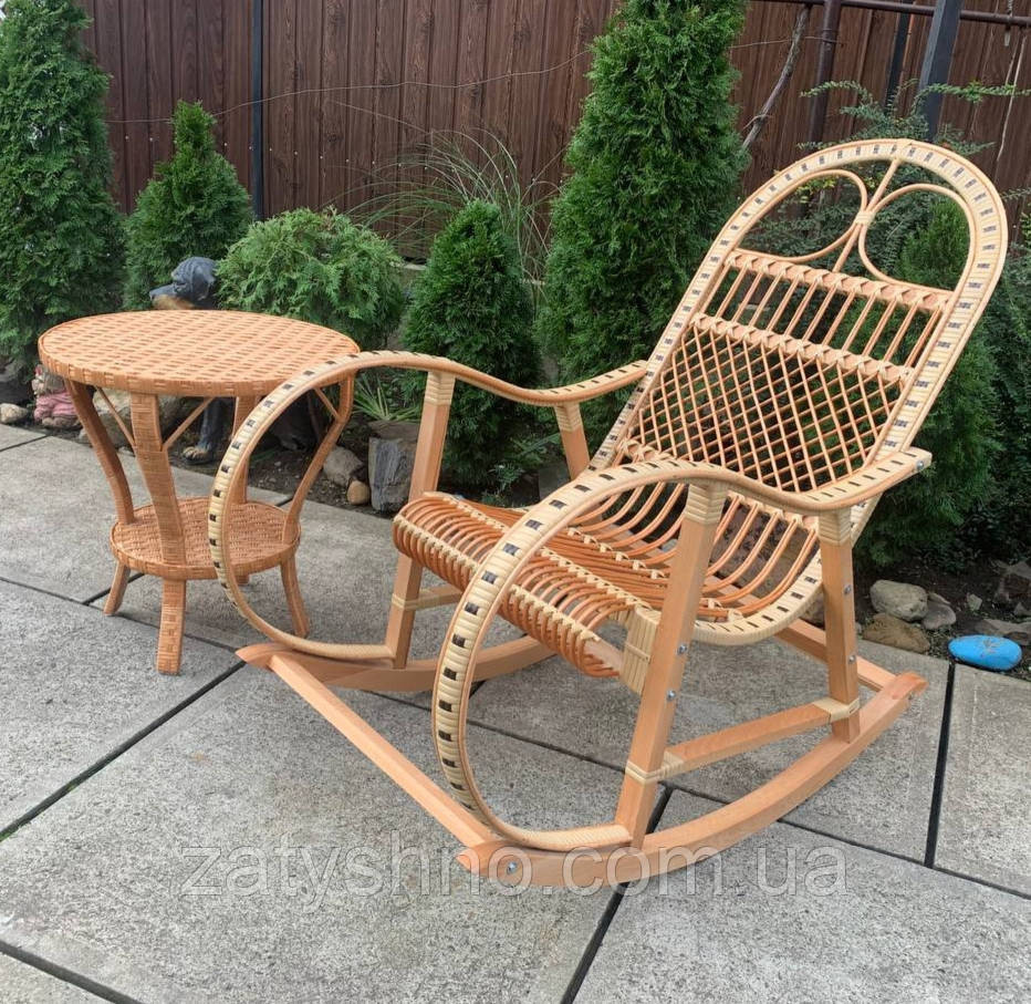 Комплект плетених меблів, крісло-гойдалка, столик Київ - фото 5