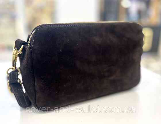 Замшева жіноча сумка крос-боді коричневого кольору Virginia Conti Київ