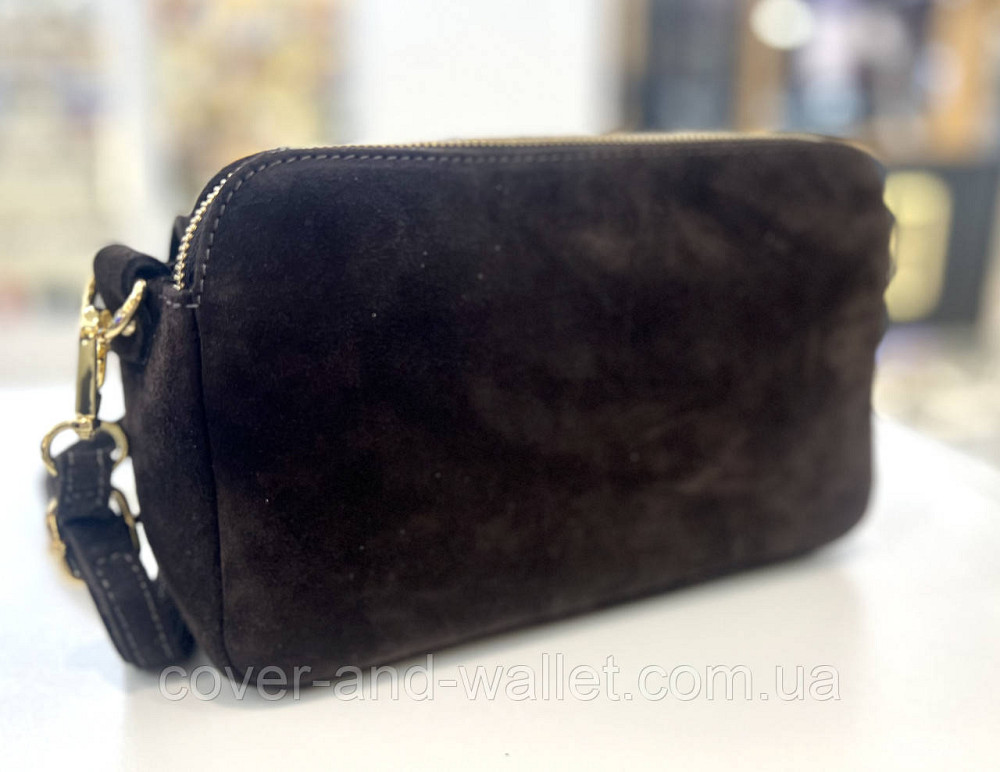 Замшевая женская сумка кросс-боди коричневого цвета Virginia Conti Киев - изображение 4