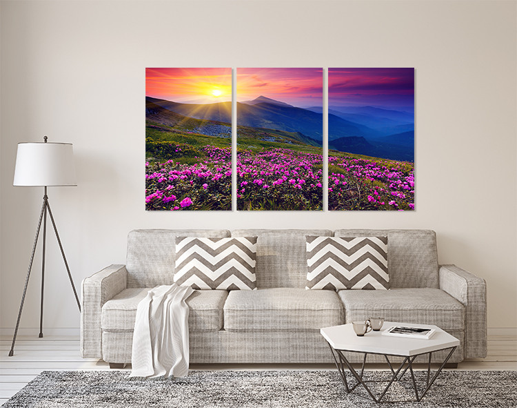 Модульная картина в гостиную / спальню  Гірський захід сонця      ART-288_3A Киев - изображение 2