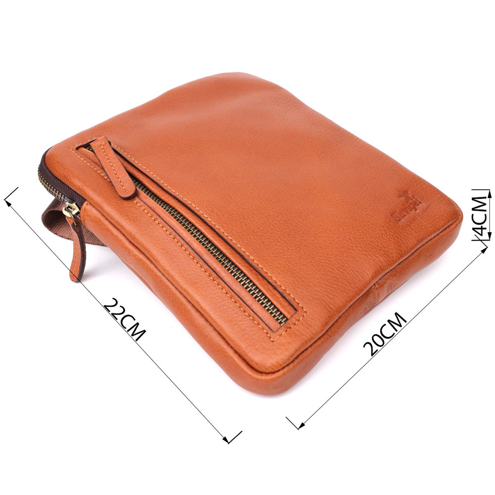 Мужская кожаная сумка через плечо из прочной зернистой кожи Shvigel 23151 Рыжий Киев - изображение 3