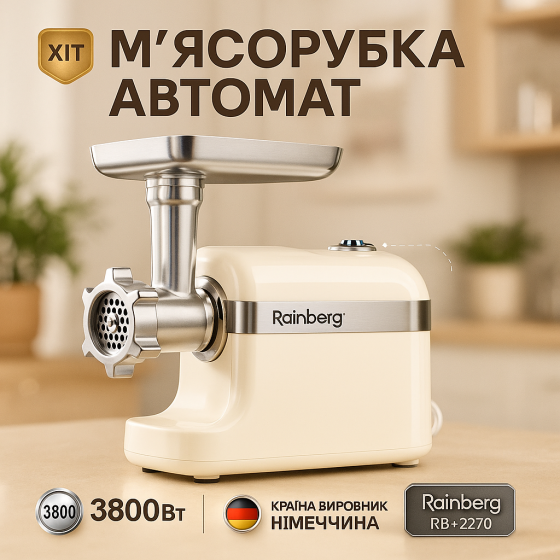 Електрична м'ясорубка для виготовлення фаршу Rainberg, М'ясорубки професійні 'ясорубки шнекові HI-53 Львів