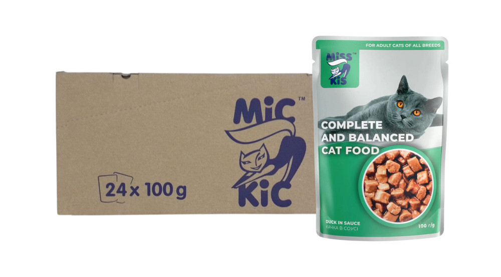 Вологий корм Міс Кіс для кішок з качкою в соусі 100 г (блок 24 шт) Вінниця - фото 1