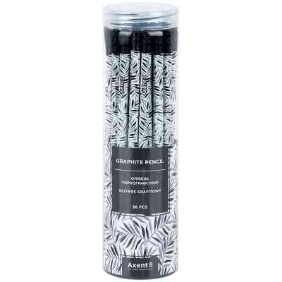 Олівець графітний Axent Black Leaves круглий, з гумкою, НВ (9009/36-19-A) Вінниця