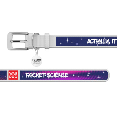 Ошейник для животных WAUDOG Design "Космос. Ракетостроение" Ш 25 мм Д 37-48 см белый (0025-0124-15) Винница - изображение 3