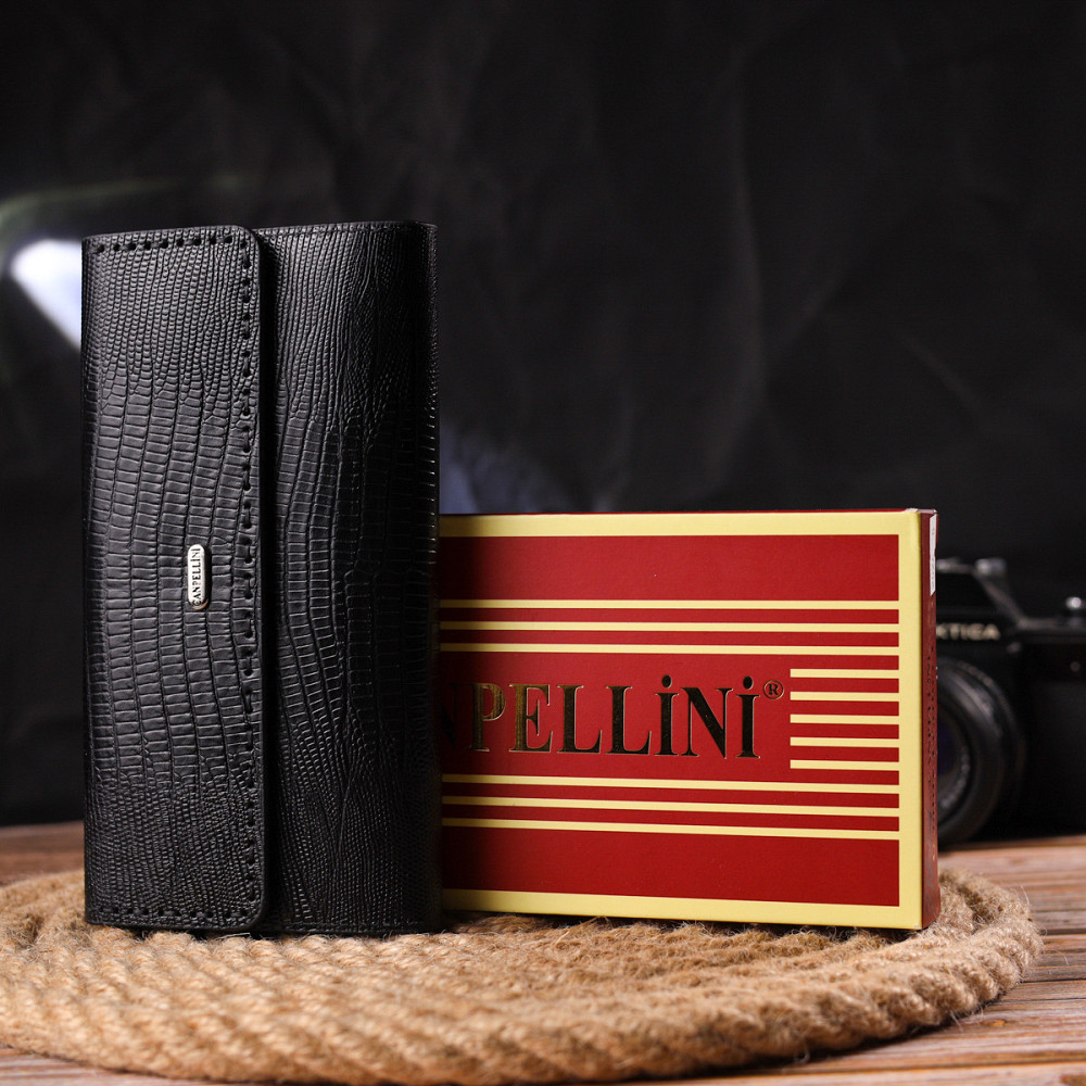 Фактурный вместительный женский кошелек из натуральной кожи CANPELLINI 21664 Черный Киев - изображение 10