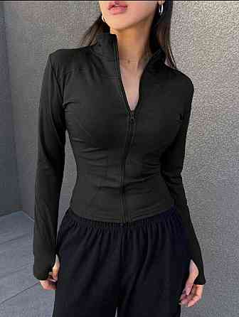 Стильний жіночий лонгслів із довгим рукавом на блискавці пума Чорний, 44 Одеса