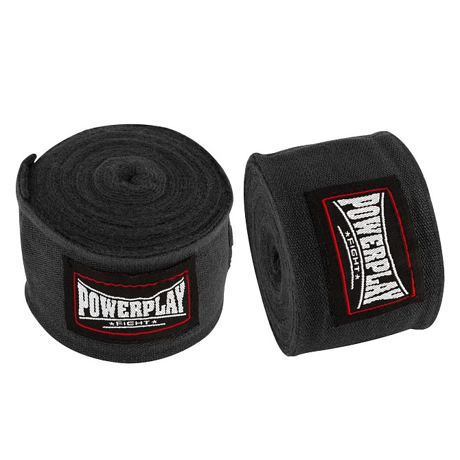 Бинти для боксу PowerPlay 3047 Чорні Lycra (спандекс) (4,5м) Каменское - изображение 4