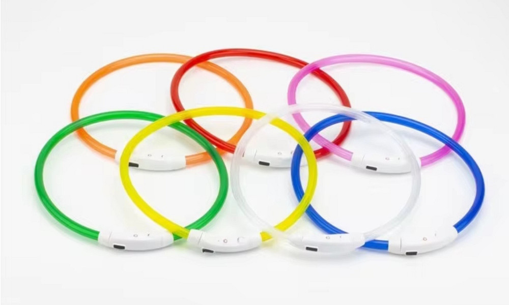 Нашийник що світиться для собак або котів з USB зарядкою три режими L 70 см прозорий мультиколор Київ - фото 4