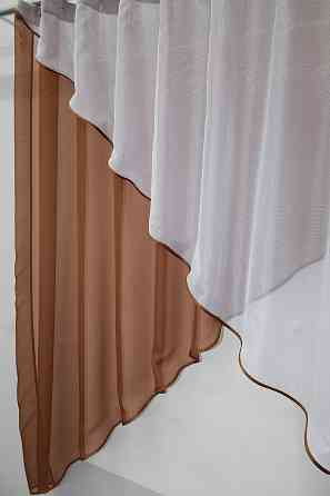 Кухонная занавеска VR-Textil № 053к коричневый с белым 280х170 см (50-147) Киев