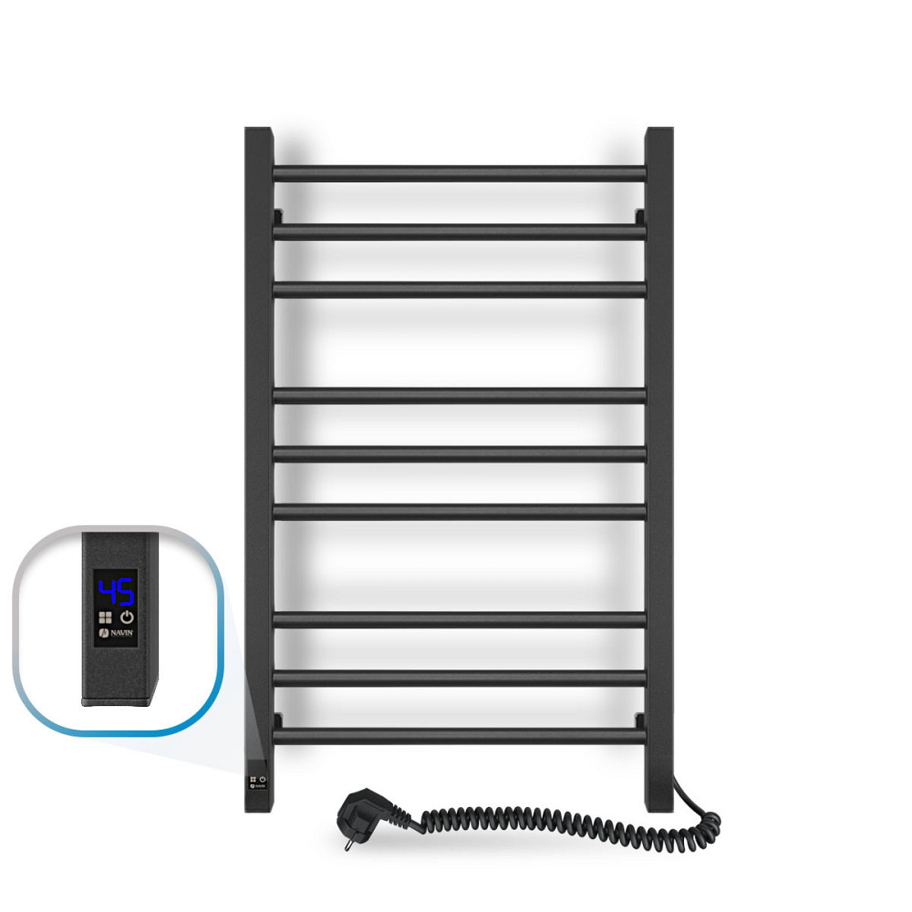 Рушникосушка електрична Navin Класик Квадро 500х800 Sensor з таймером, чорний муар (12-216053-5080) Київ - фото 1