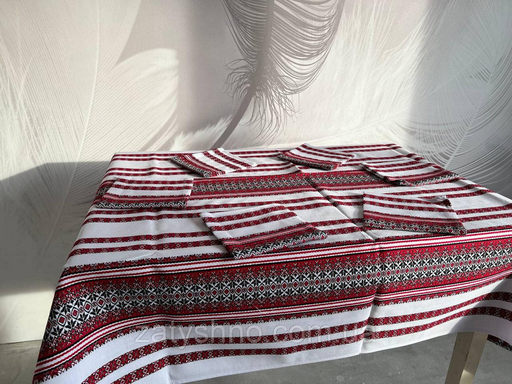 Красива вишита скатертина з серветками Київ - фото 5