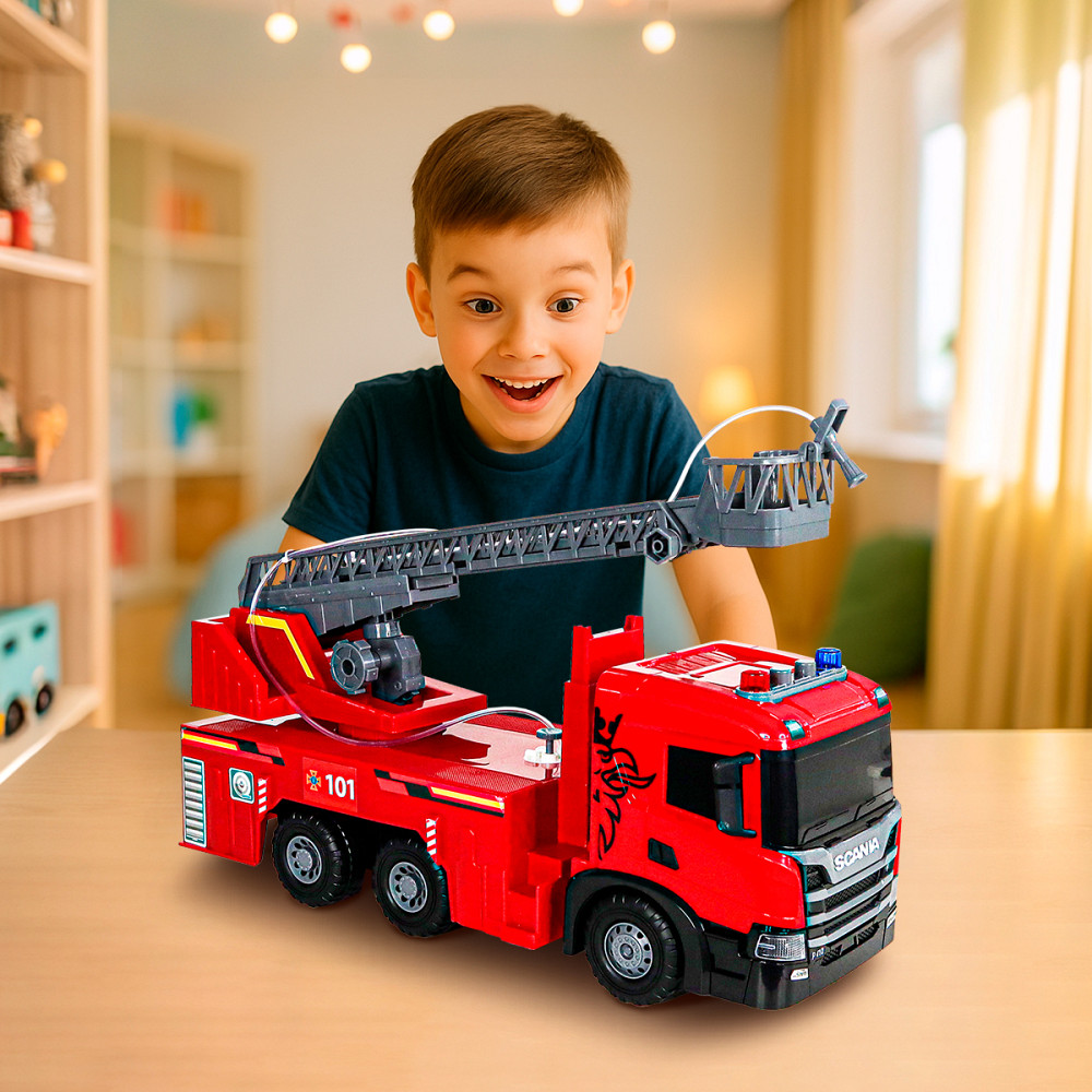 Автомодель серії Super Big Truck – Пожежна машина Scania (світло, звук, функ. води) Днепр - изображение 14