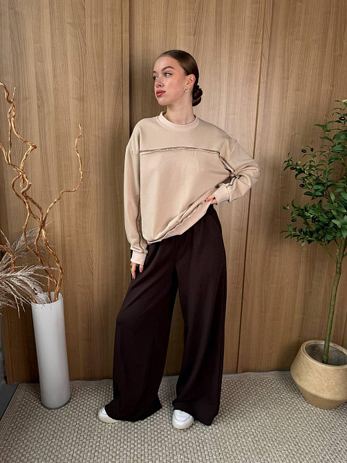 Женский стильный повседневный костюм из трехнитки диагональ Одесса - изображение 9