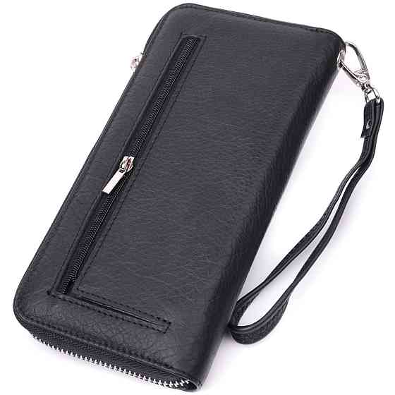 Гаманець-клатч універсальний на одне відділення з натуральної шкіри Чорний (ST Leather) Київ