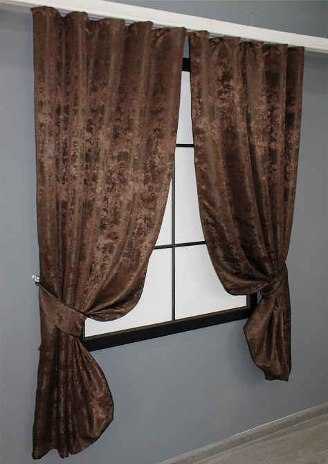 Комплект коротких штор VR-Textil Жаккард Sultan YL № 1202ш Шоколадный 130х170 см 2 шт (35-0078) Киев - изображение 2
