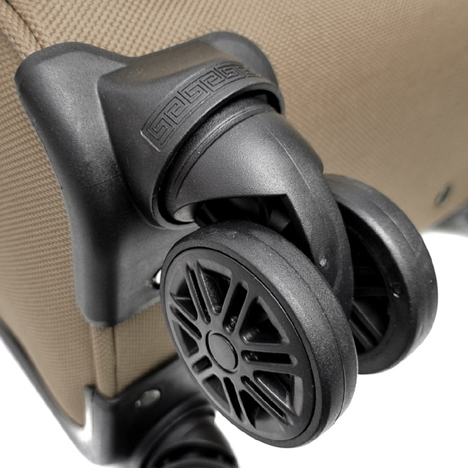 Чемодан WINGS 6802 средний на 4-х колесах тканевый 66 см коричневый Киев - изображение 5