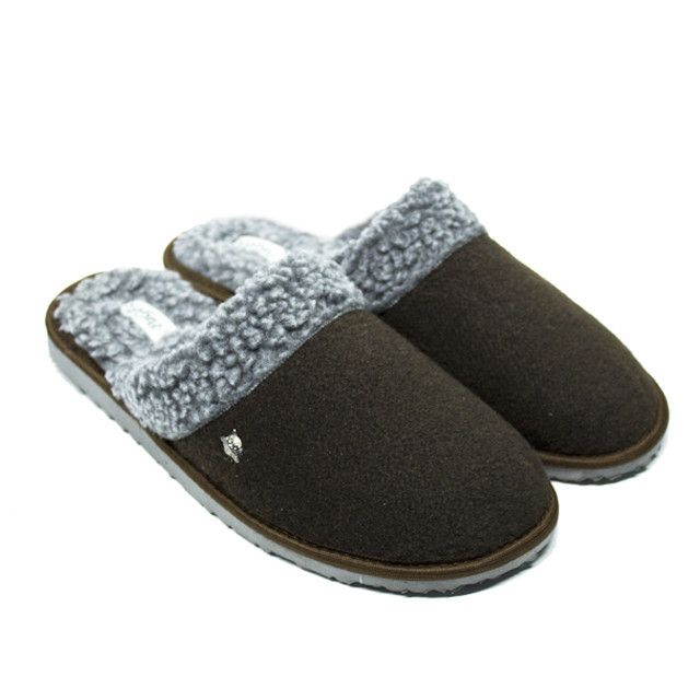 Тапочки чоловічі домашні на овчині PaGo "Вовк" коричневі Одеса - фото 1