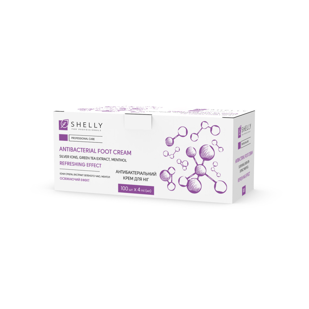 Антибактеріальний крем для ніг з іонами срібла, екстрактом зеленого чаю і ментолом Shelly 4 мл х 100 шт Київ - фото 3