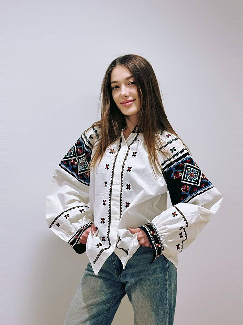 Жіноча сучасна вишиванка на ґудзиках 80% бавовна, 20% поліестер 44 Одеса - фото 6