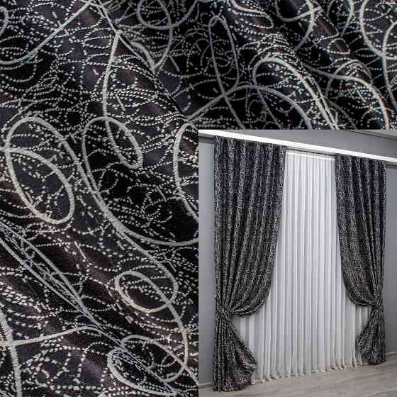 Комплект готовых штор VR-Textil Блэкаут-софт Жаклин № 670ш(А) Черный с серым 150х270 см 2шт (30-440) Киев