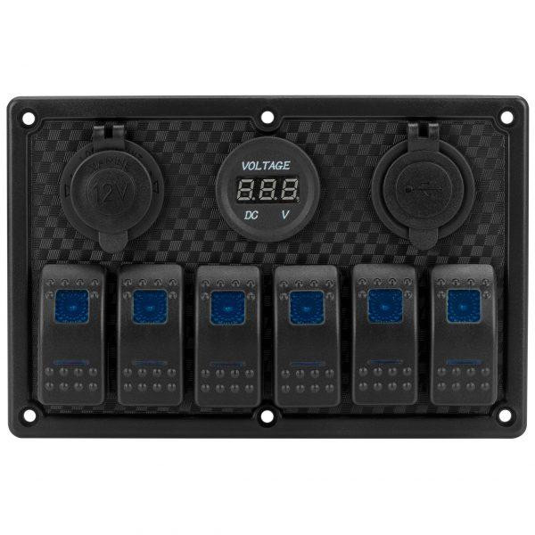 Панель Переключателей 12V/24V 6 Переключателей И Двойной Usb Hf60-326B для катеров и лодок Киев - изображение 1