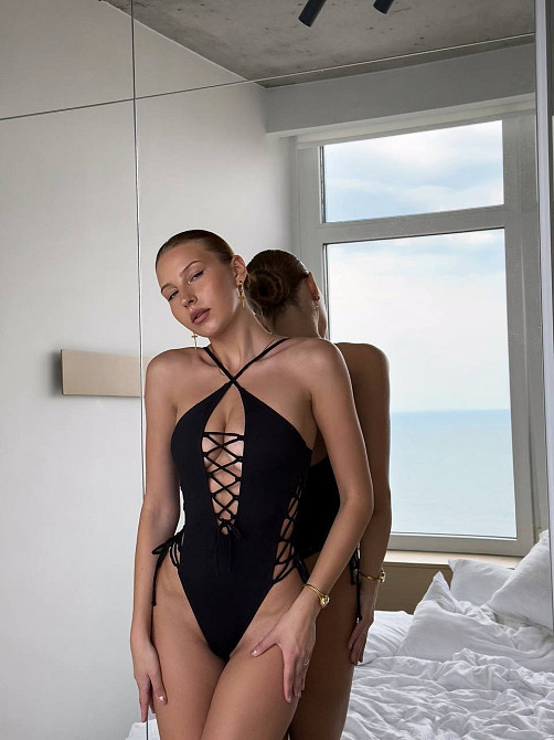 Купальник жіночий цілісний зі шнурівкою Чорний S Харків - фото 8