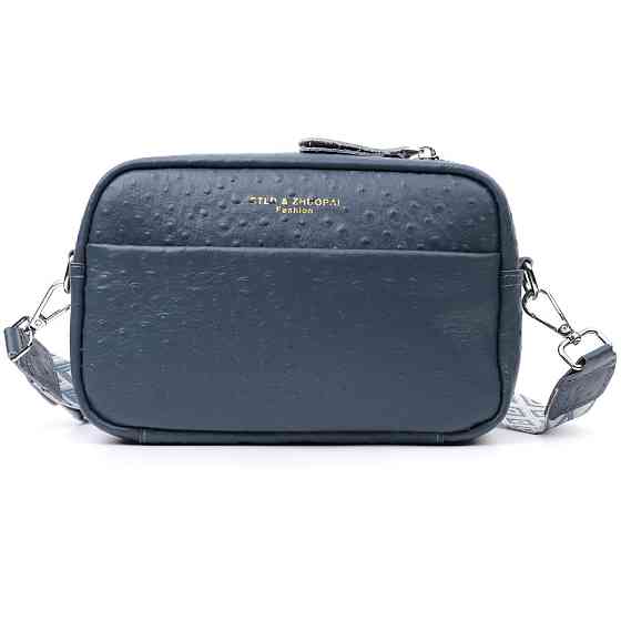 Интересная сумка для женщин из фактурной натуральной кожи Vintage 22661 Синяя Киев