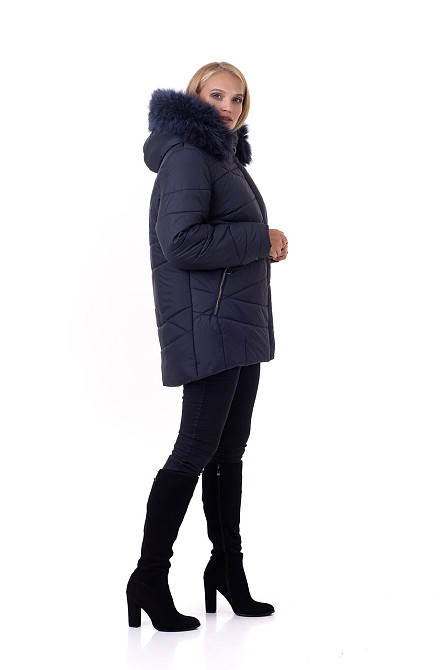 Модна синя куртка з хутром Київ - фото 2