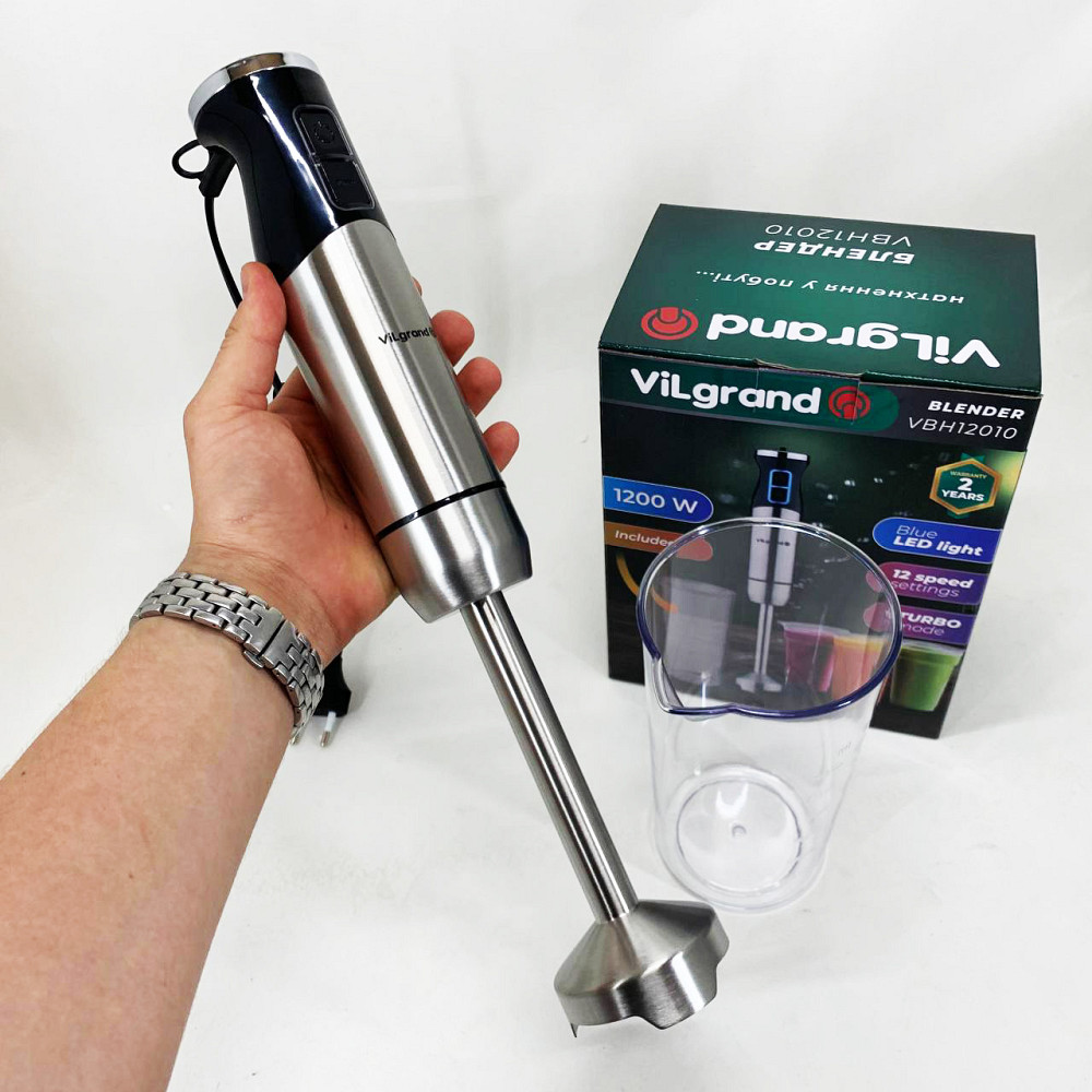 Кухонный комбайн металлический VILGRAND VBH12010 1200 Вт, Портативный блендер измельчитель SD-15 Львов - изображение 8