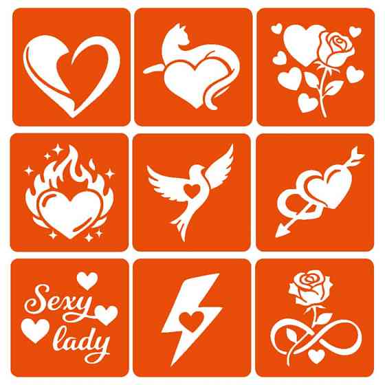 Набір хни з трафаретами для біо-тату №9 henna-set-09, 9 трафаретів Вінниця